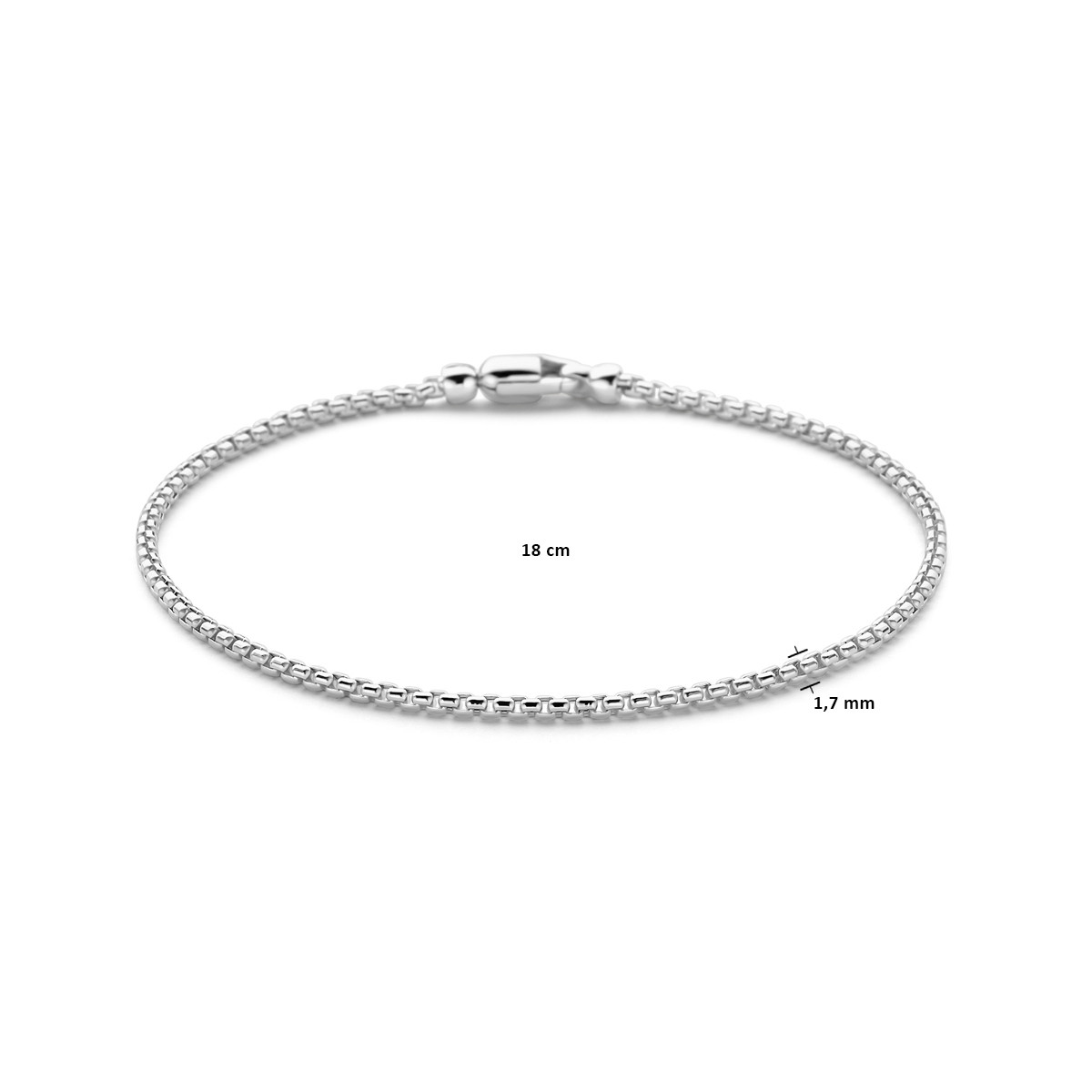 14-karaat witgouden Venetiaanse schakelarmband 1.7 mm breed - Lengte 18 cm