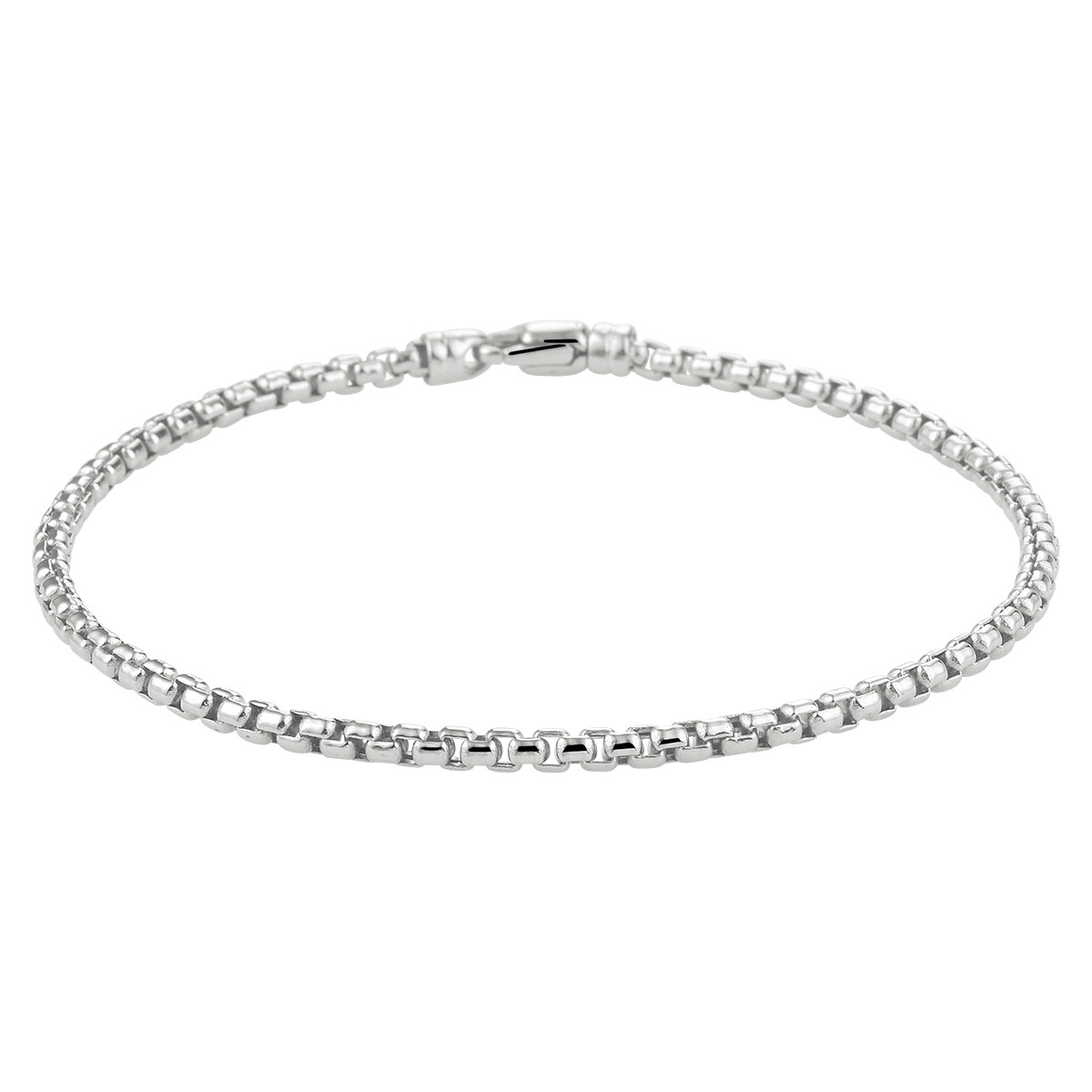 14-karaat witgouden Venetiaanse schakelarmband glanzend 2.5 mm breed - Lengte 19 cm