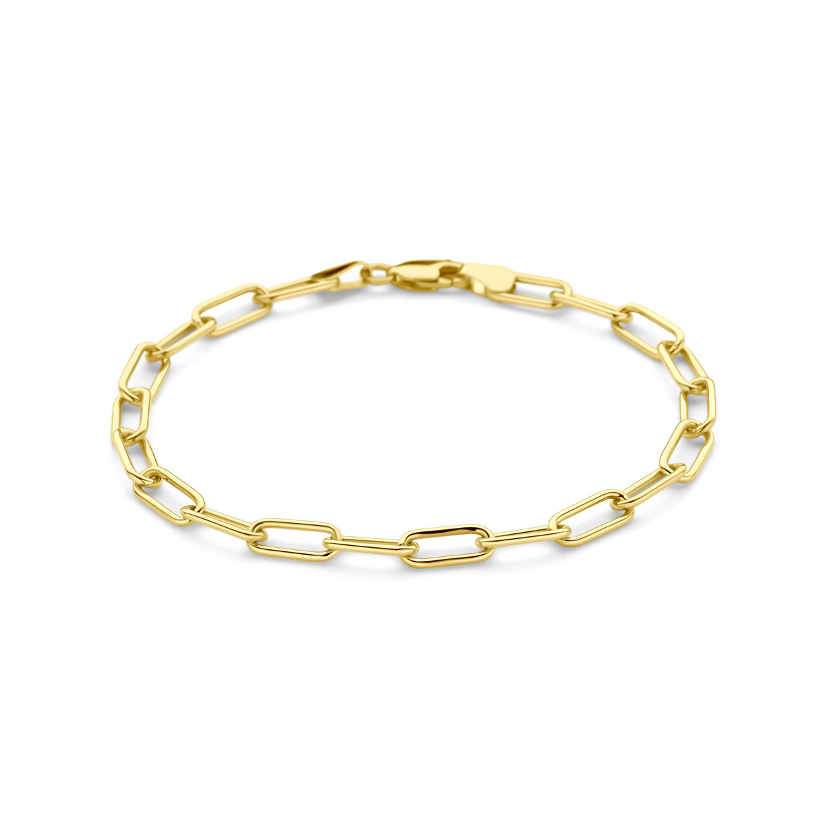 14-karaat zilgold gouden schakelarmband met paperclipschakels 4.7 mm breed - Lengte 19 cm