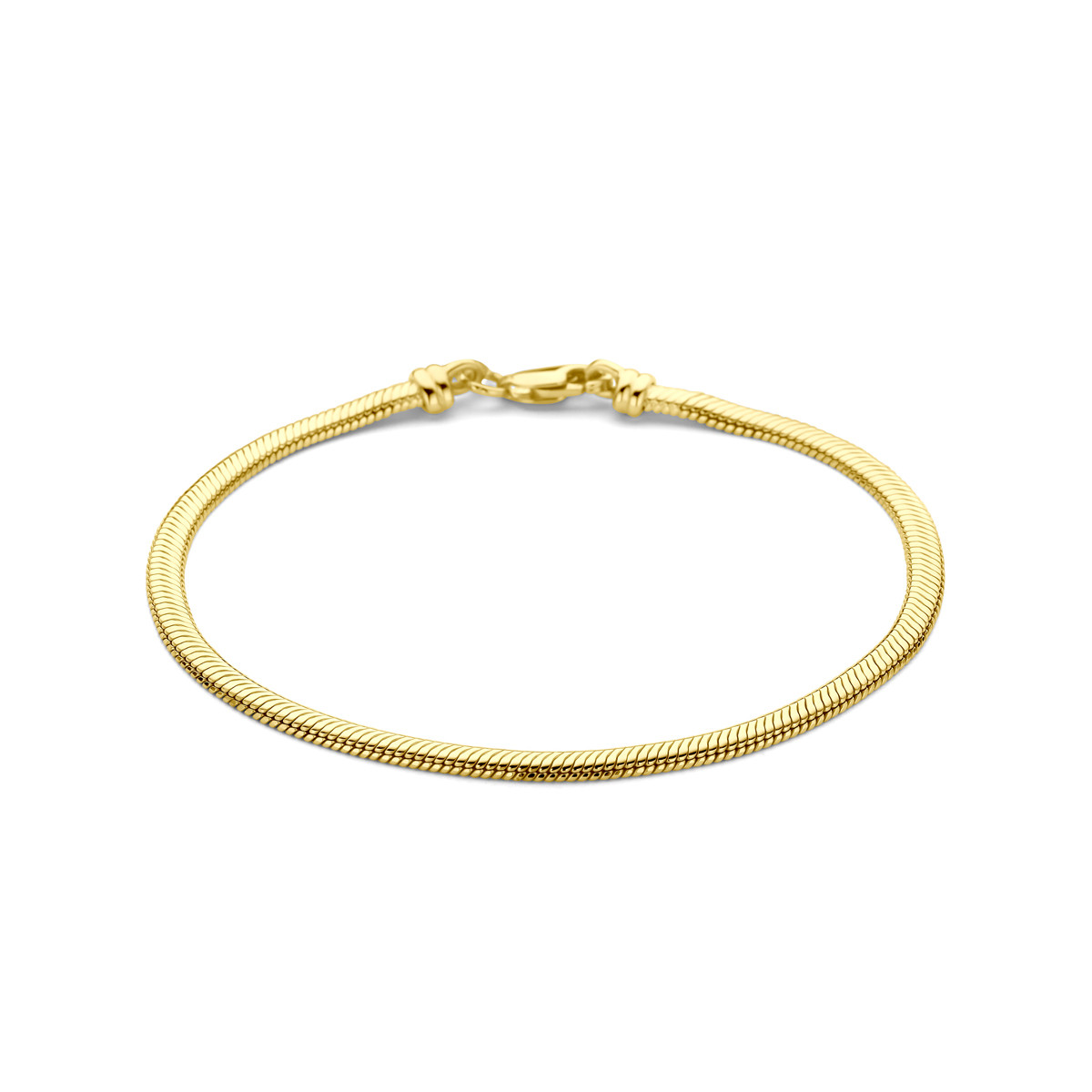 14-karaat zilgold gouden schakelarmband met slangschakels 3.3 mm breed - Lengte 19 cm