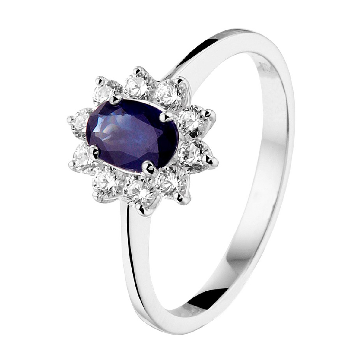 14K Witgouden ring edelsteen saffier