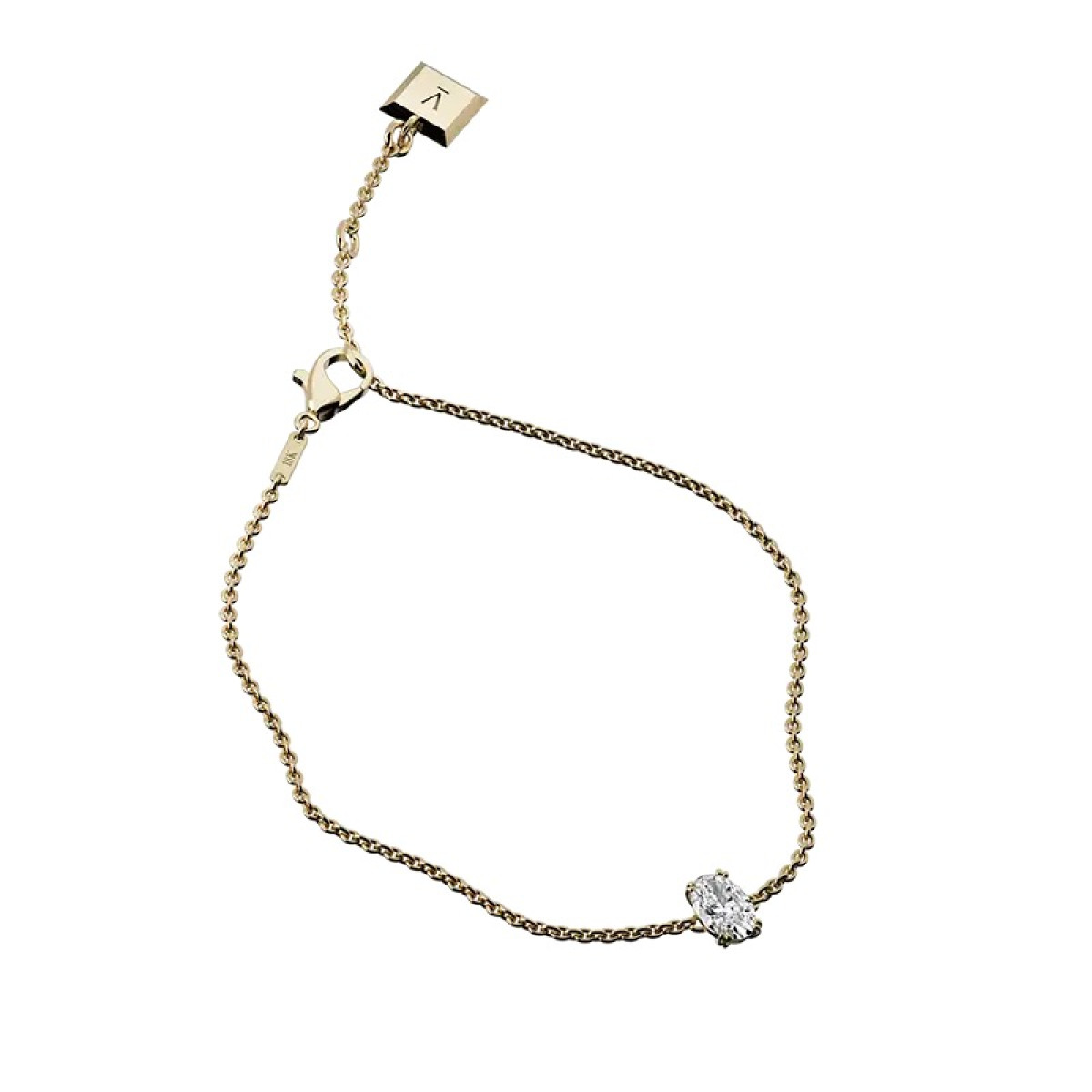 18-karaat Gouden Delve armband 002 met ovaal geslepen lab grown diamant 0.50 crt - Lengte 16-17-18 cm