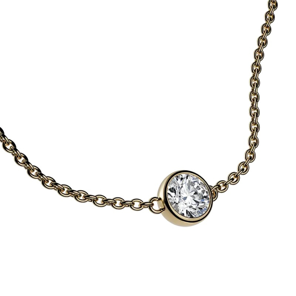 18-karaat gouden Delve armband 006 met solitaire rond geslepen lab grown diamant 0.50 crt - Lengte 16-17-18 cm