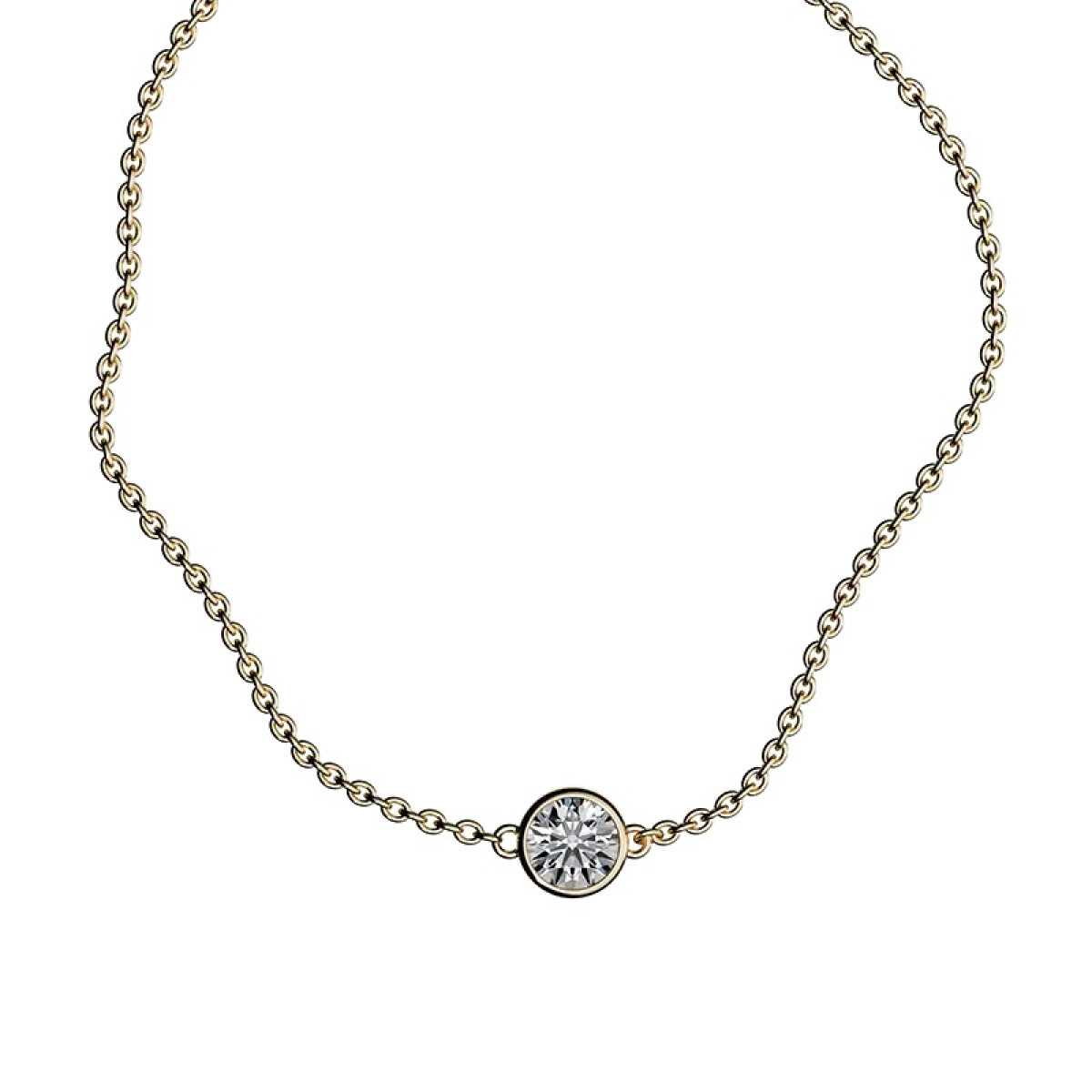 18-karaat gouden Delve armband 006 met solitaire rond geslepen lab grown diamant 0.50 crt - Lengte 16-17-18 cm