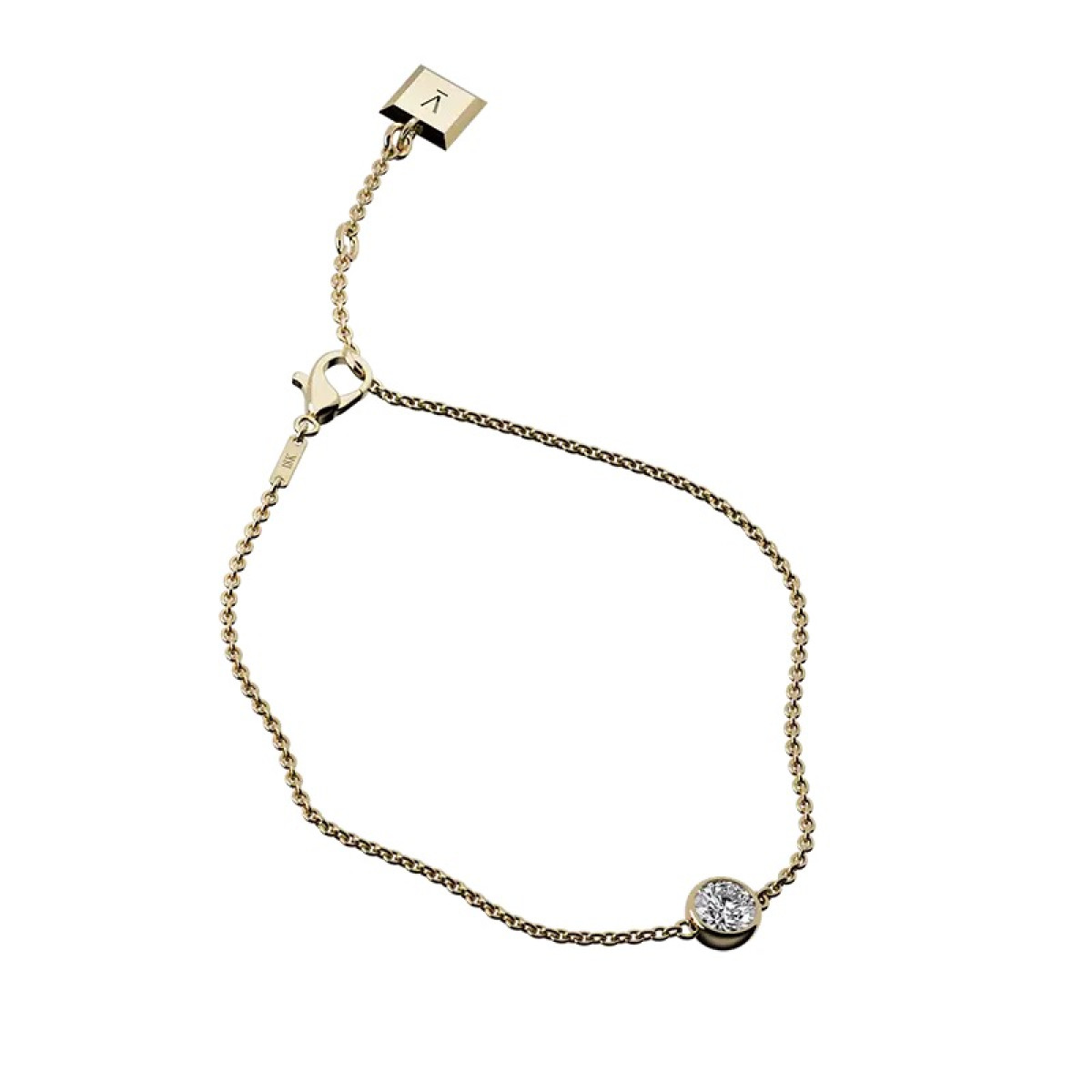 18-karaat gouden Delve armband 006 met solitaire rond geslepen lab grown diamant 0.50 crt - Lengte 16-17-18 cm