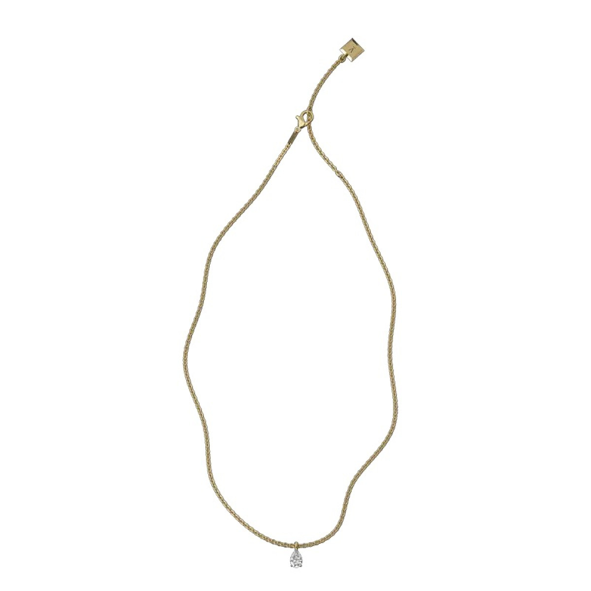 18-karaat Gouden Delve ketting 003 met lab grown diamanten druppel hanger 0.50 crt - Lengte 42.5-45-47.5 cm