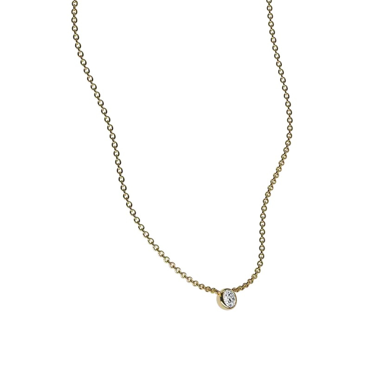 18-karaat Gouden Delve ketting 004 met ronde lab grown diamanten hanger 0.50 crt - Lengte 42.5-45-47.5 cm