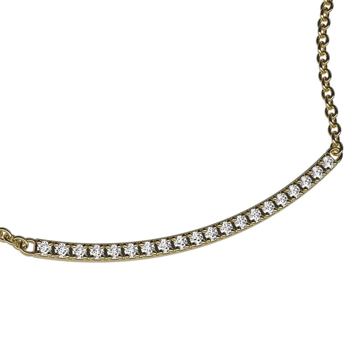 18-karaat Gouden Delve ketting 005 met bar hanger en lab grown diamanten 0.4 crt - Lengte 42.5-45-47.5 cm