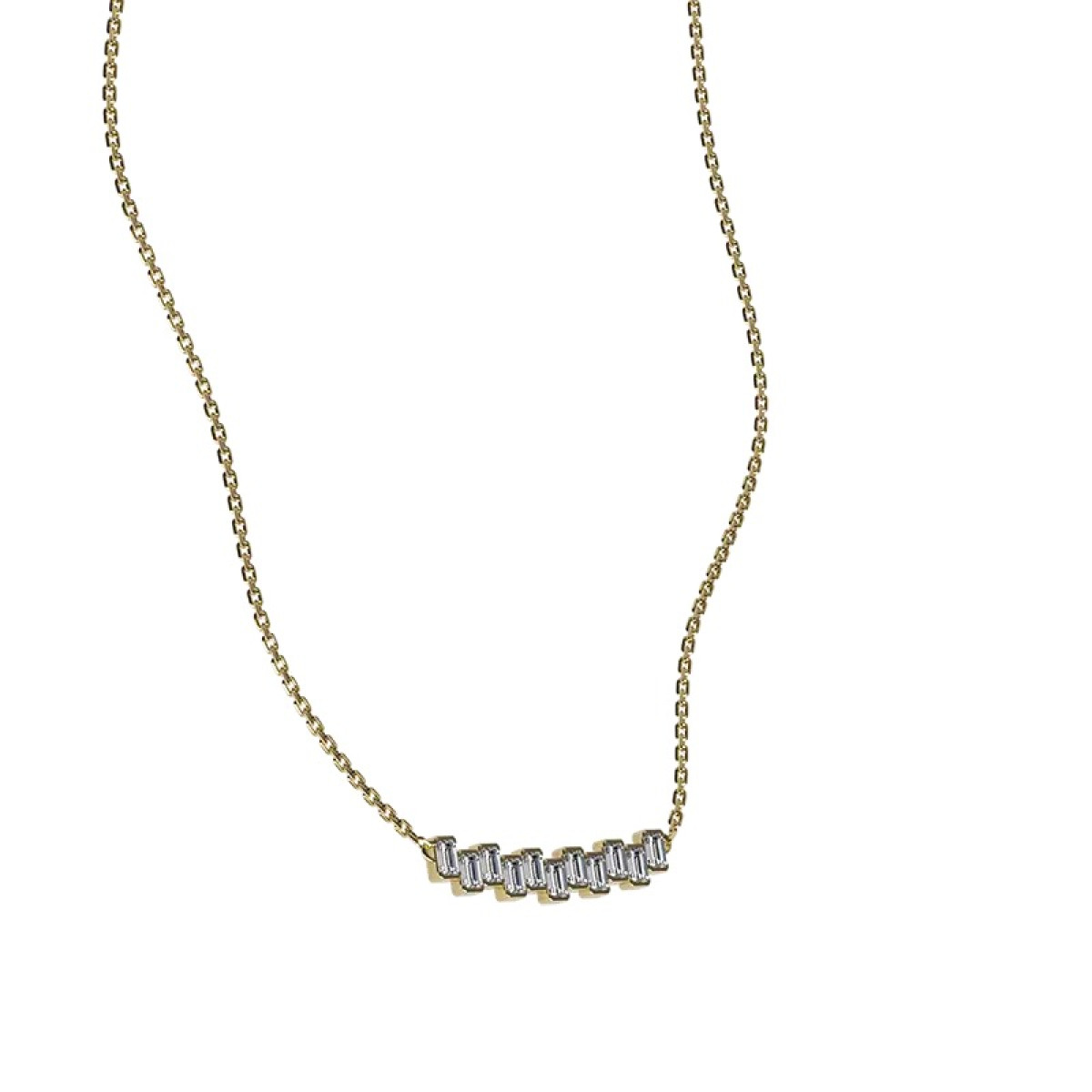 18-karaat Gouden Delve ketting 006 met lab grown emerald geslepen diamanten 1.65 crt - Lengte 42.5-45-47.5 cm