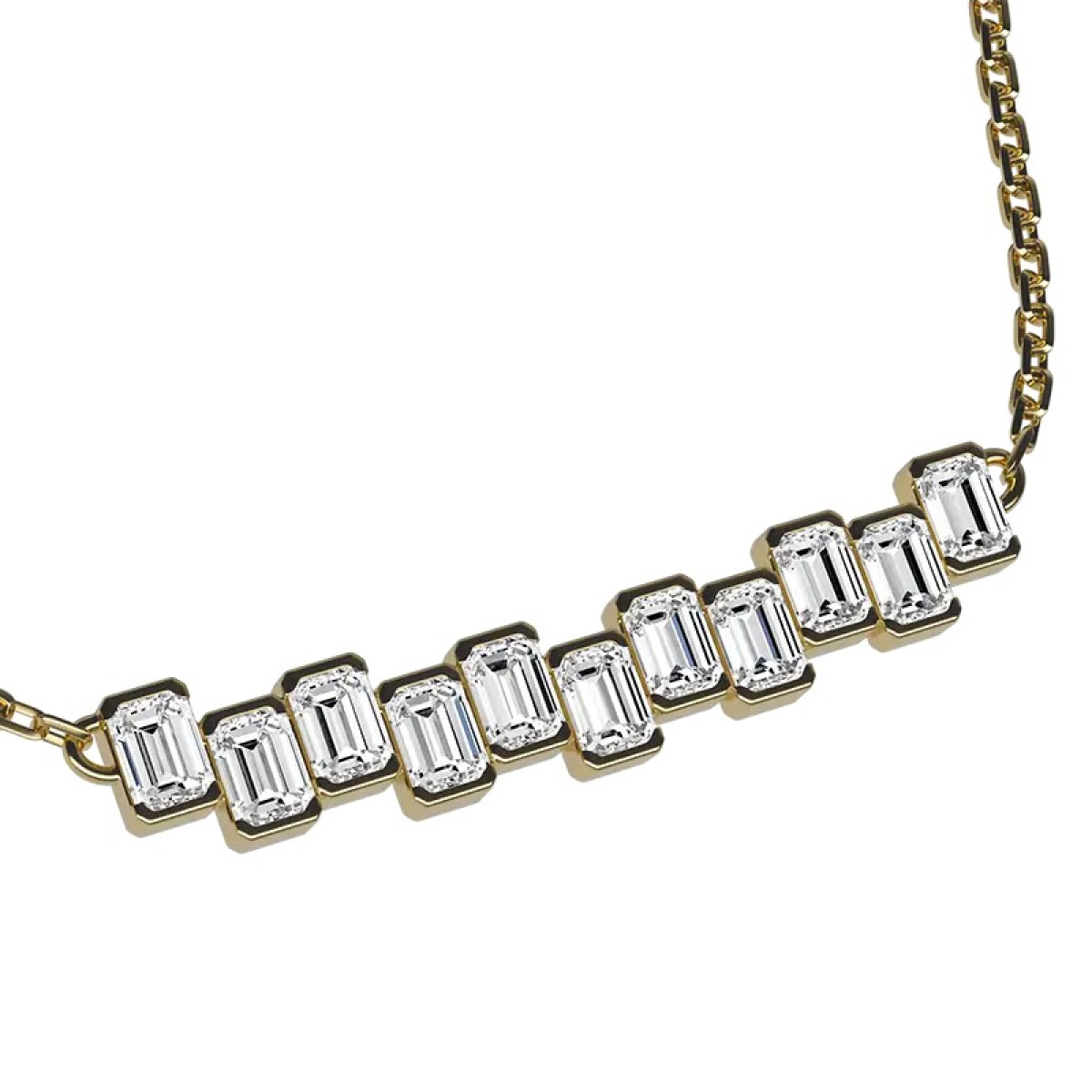 18-karaat Gouden Delve ketting 006 met lab grown emerald geslepen diamanten 1.65 crt - Lengte 42.5-45-47.5 cm
