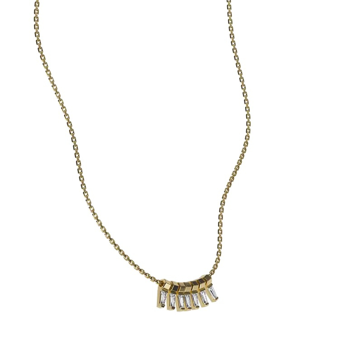 18-karaat Gouden Delve ketting 007 met lab grown baguette geslepen diamanten 0.84 crt - Lengte 42.5-45-47.5 cm
