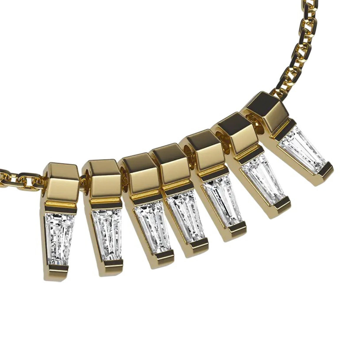 18-karaat Gouden Delve ketting 007 met lab grown baguette geslepen diamanten 0.84 crt - Lengte 42.5-45-47.5 cm