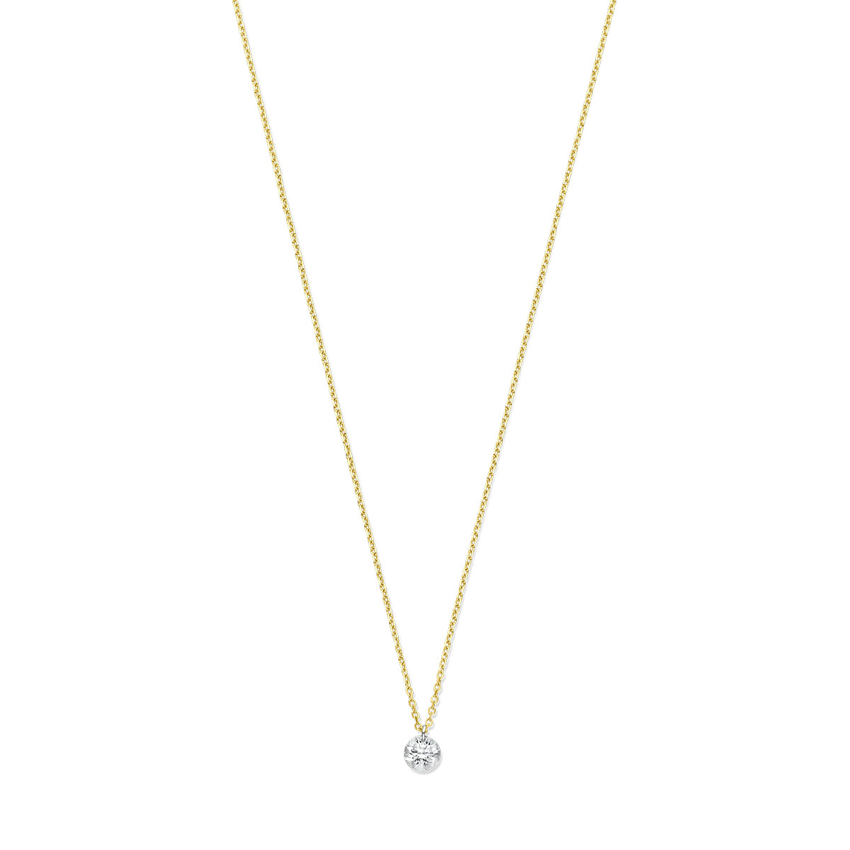 18-karaat gouden ketting met briljant geslepen diamanten hanger 0.20 crt - lengte 40-42-44 cm