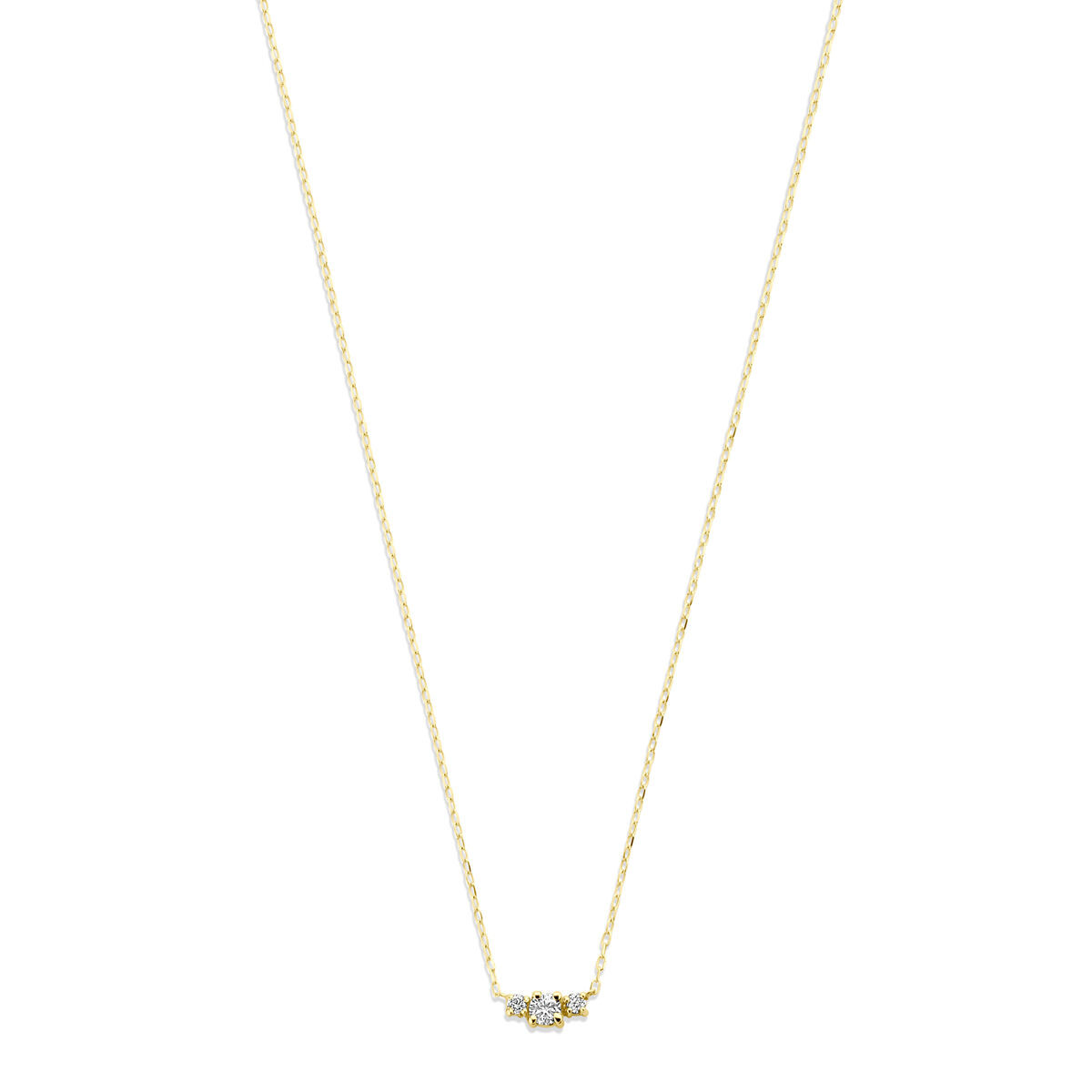 18-karaat gouden ketting met diamanten hanger 0.14 crt - Lengte 42, 45 cm