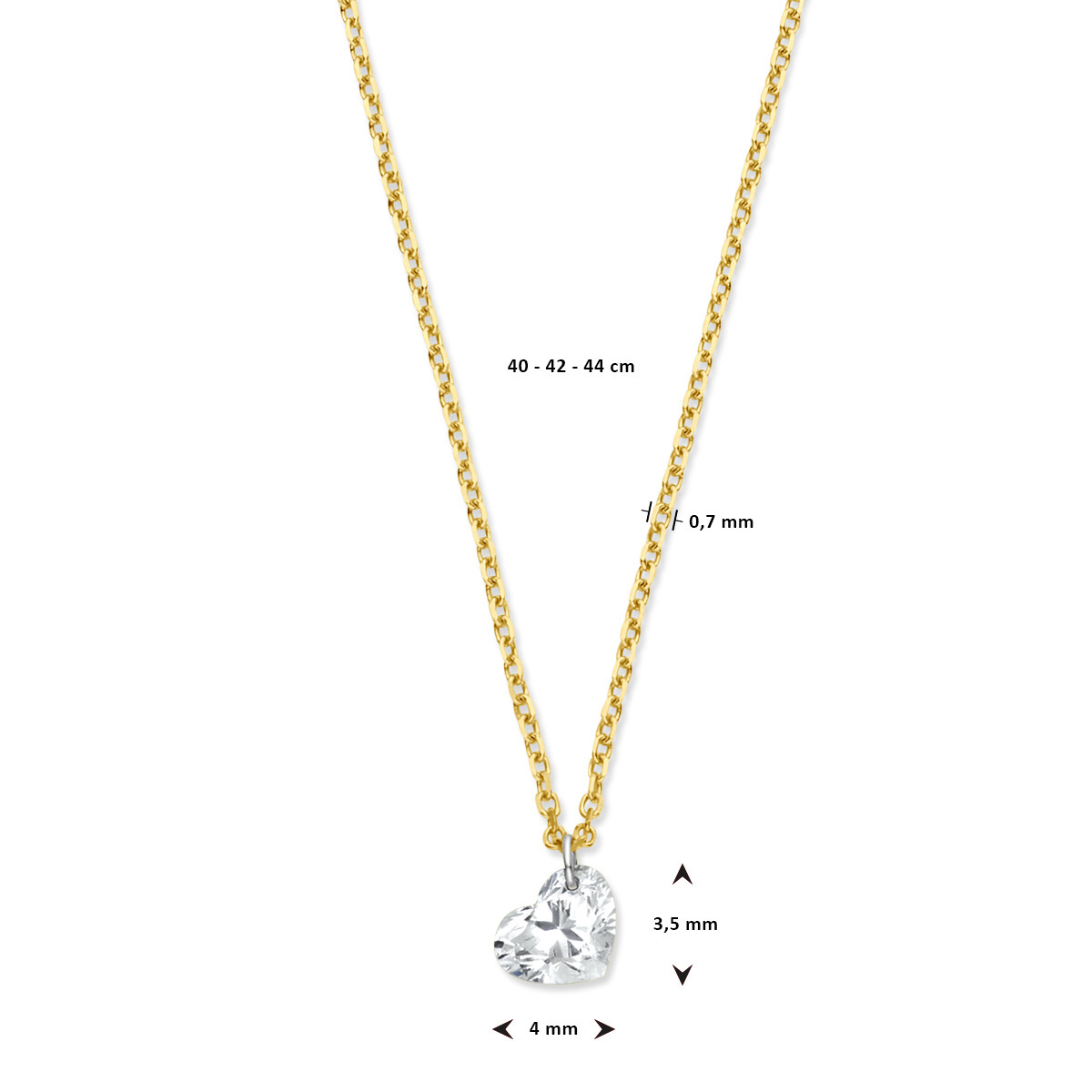 18-karaat gouden ketting met hartjes diamant hanger 0.20 crt - lengte 40-42-44 cm