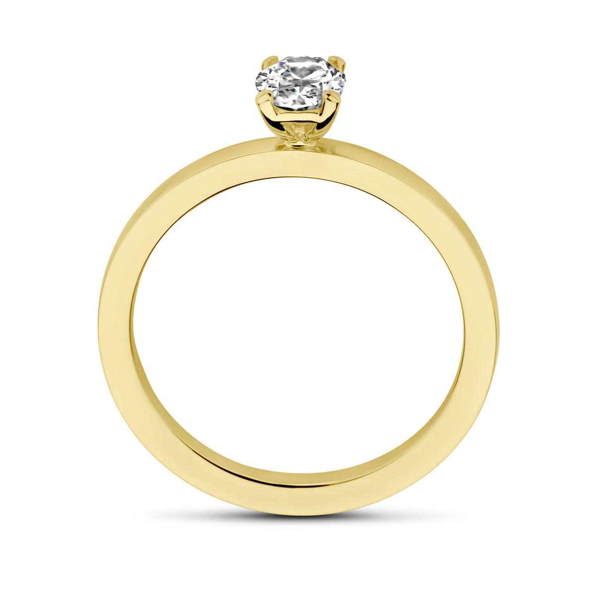 18-karaat gouden ring met een ovale diamant van 0.50 crt