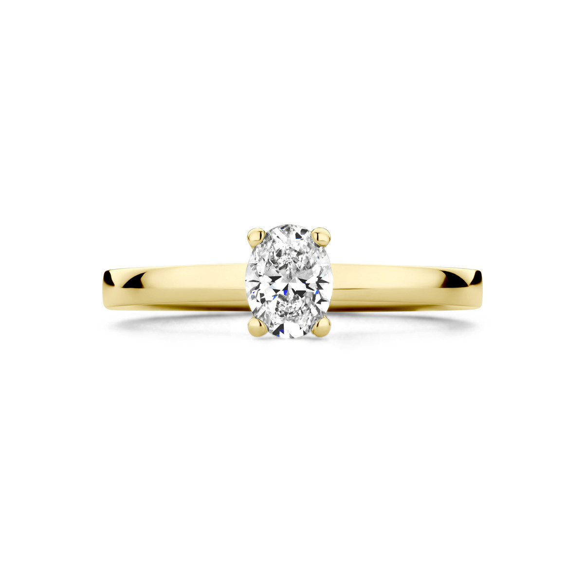 18-karaat gouden ring met een ovale diamant van 0.50 crt