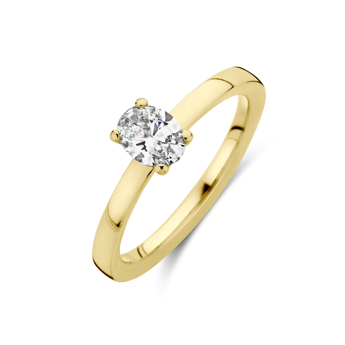18-karaat gouden ring met een ovale diamant van 0.50 crt