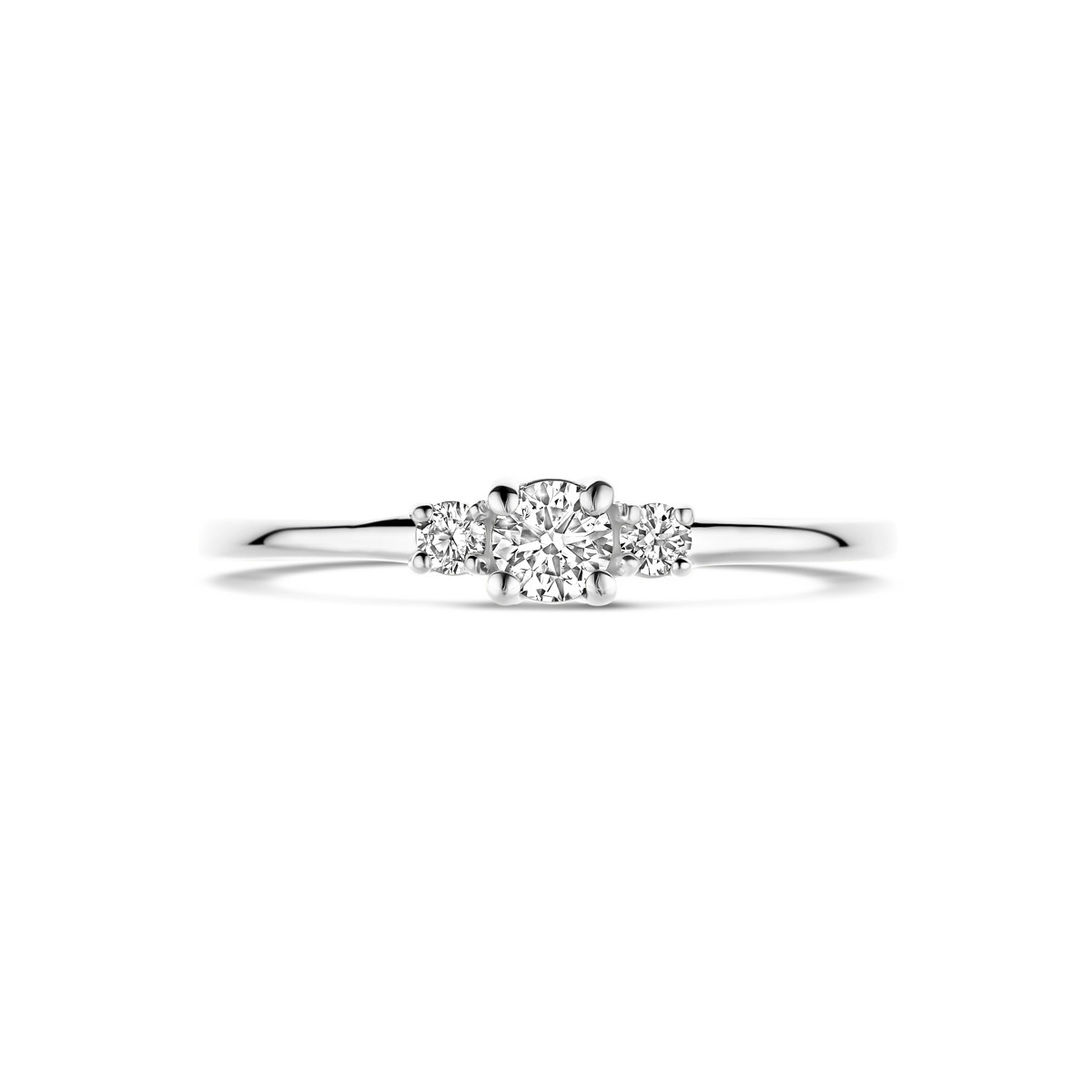 18-karaat witgouden trilogy ring met diamanten 0.14 crt 3 mm breed