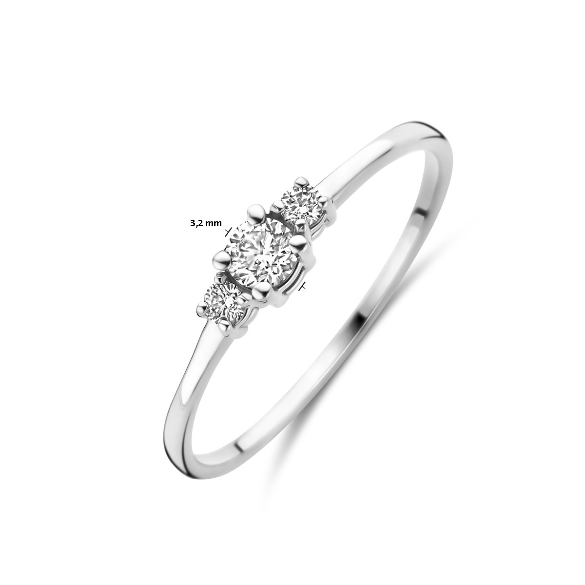 18-karaat witgouden trilogy ring met diamanten 0.14 crt 3 mm breed