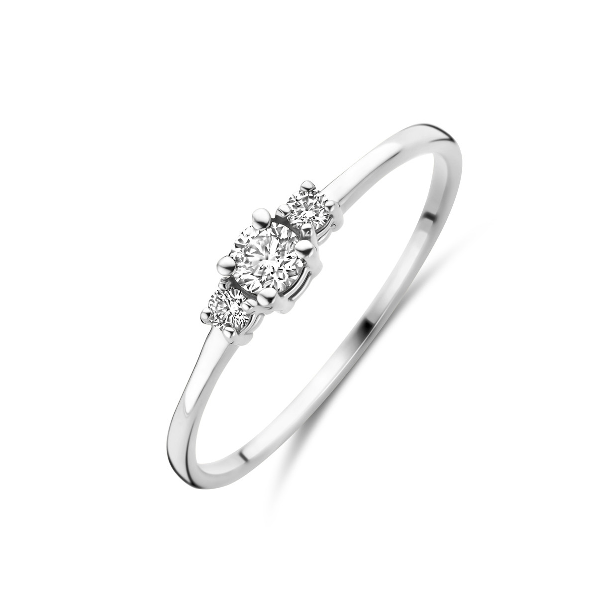 18-karaat witgouden trilogy ring met diamanten 0.14 crt 3 mm breed