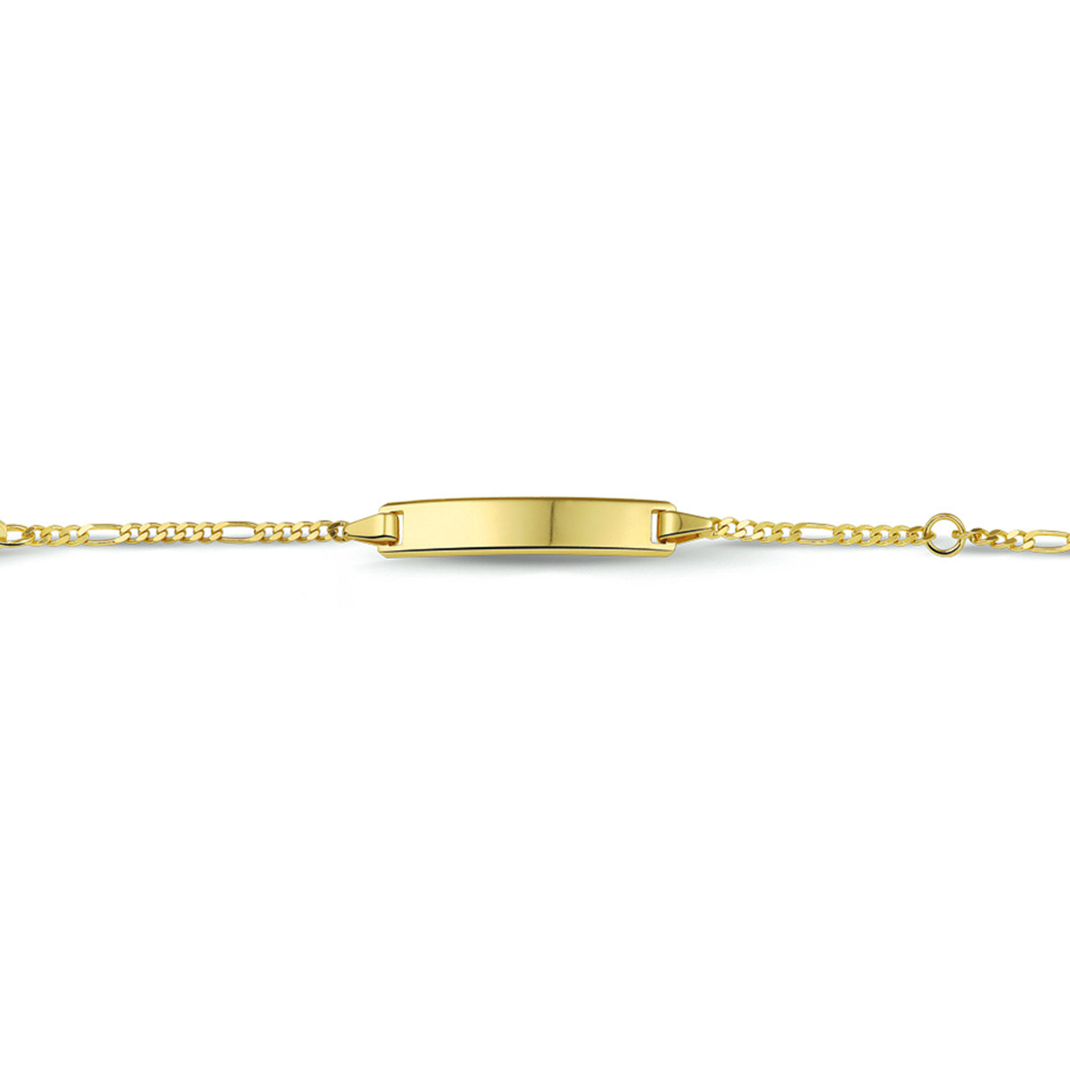 9-karaat figaro kinder graveerarmband met plaat