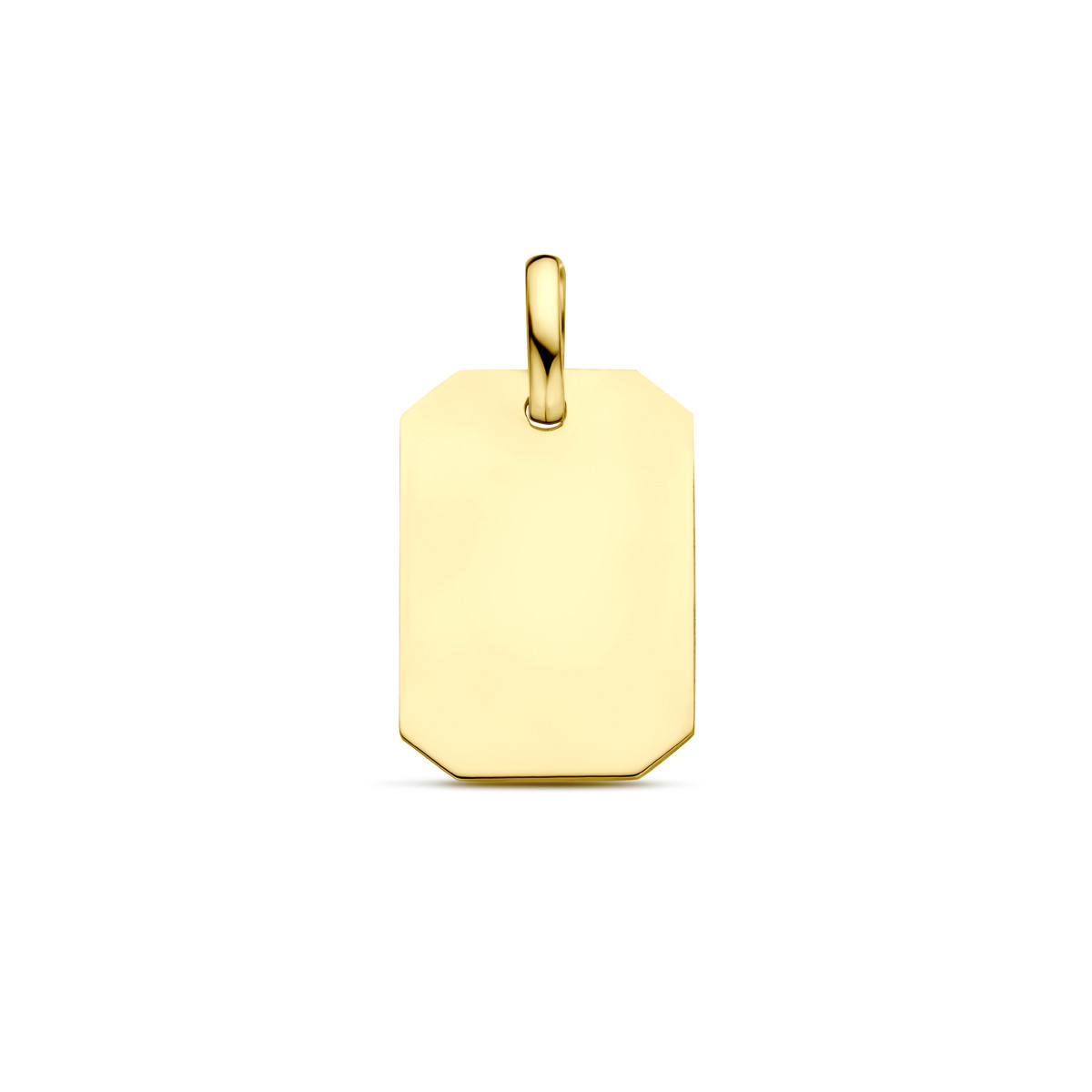9-karaat goudkleurige graveerhanger met rechthoekige vorm 11 mm breed - Hoogte 20 mm