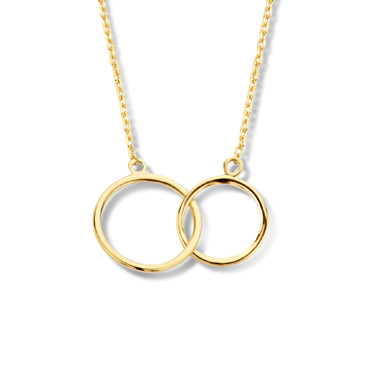 9-karaat goudkleurige ketting met glanzende verstrengelde cirkels - Lengte 40-42-44 cm