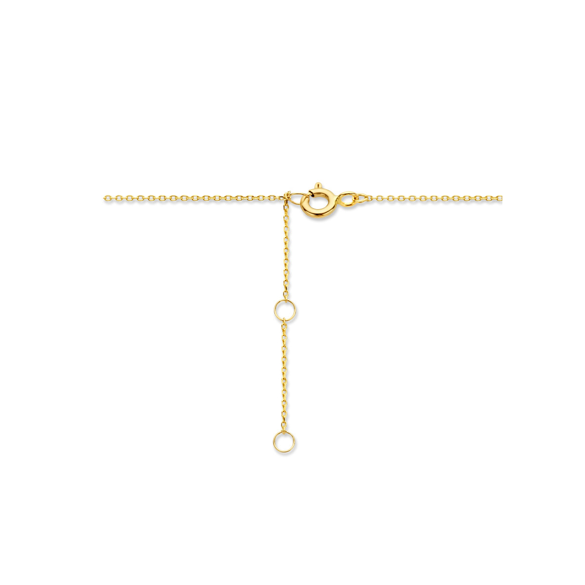 9-karaat goudkleurige ketting met hartvormige hanger 0.8 mm - Lengte 40-42-44 cm