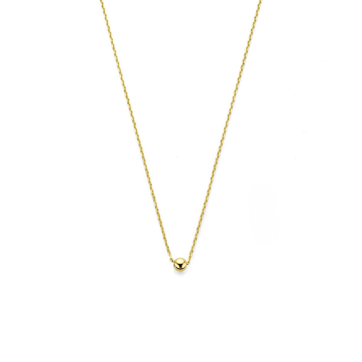 9-karaat goudkleurige ketting met ronde hanger glanzend 1 mm breed - Lengte 41-43-45 cm
