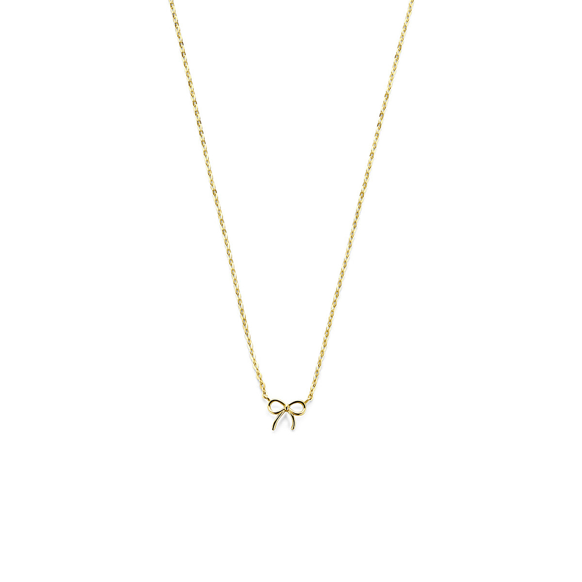 9-karaat goudkleurige ketting met strik hanger 0.8 mm breed - Lengte 40-42-45 cm