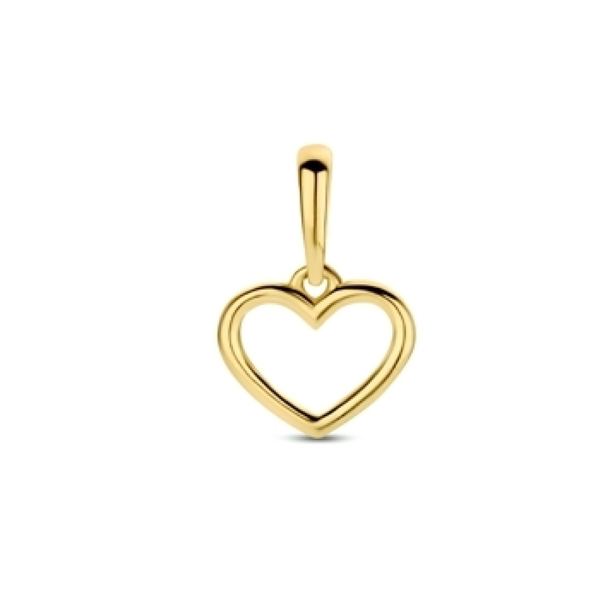 9-karaat goudkleurige open hartjes hanger 8 mm breed - Hoogte 12 mm