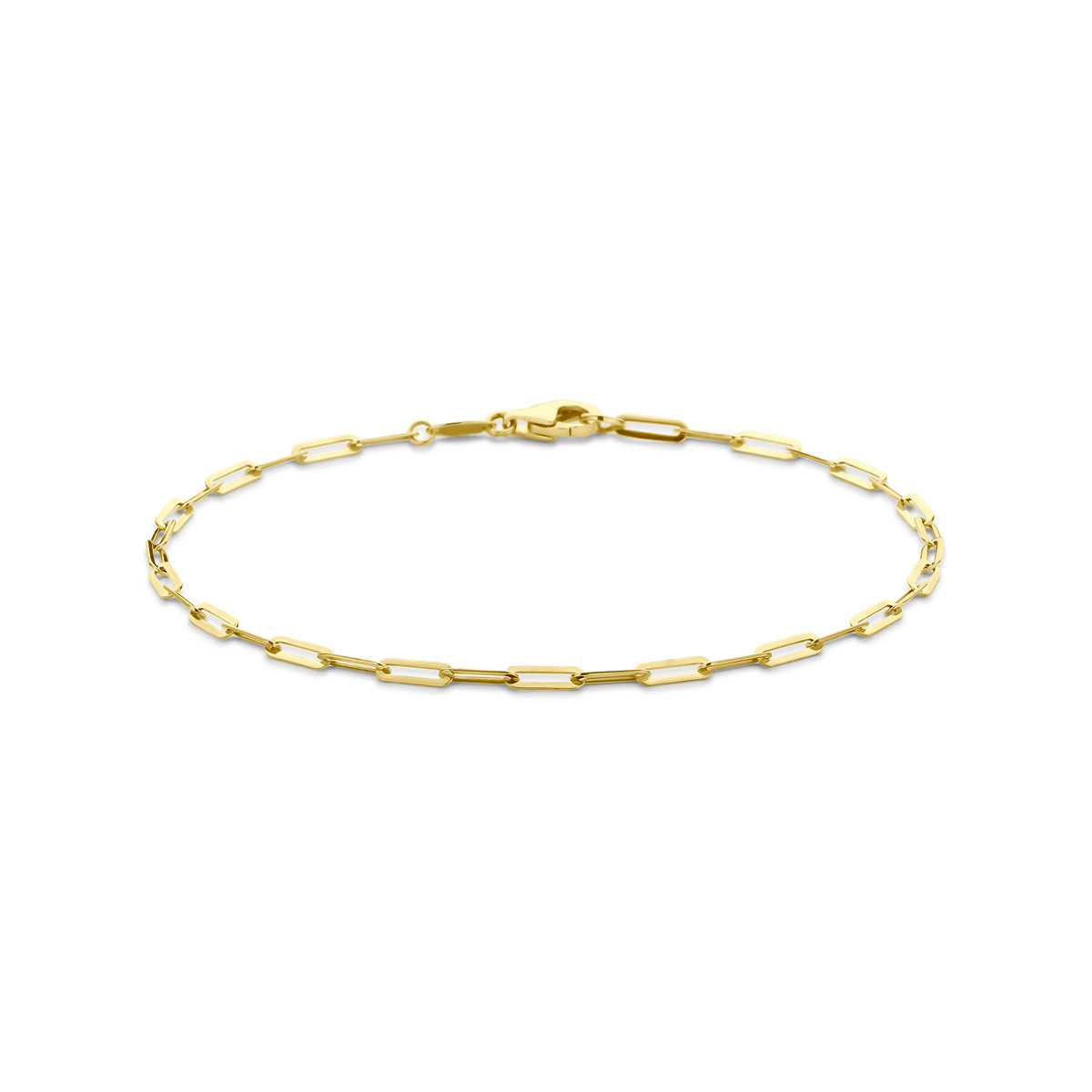 9-karaat goudkleurige schakelarmband met paperclip schakels 2.1 mm breed - Lengte 19 cm