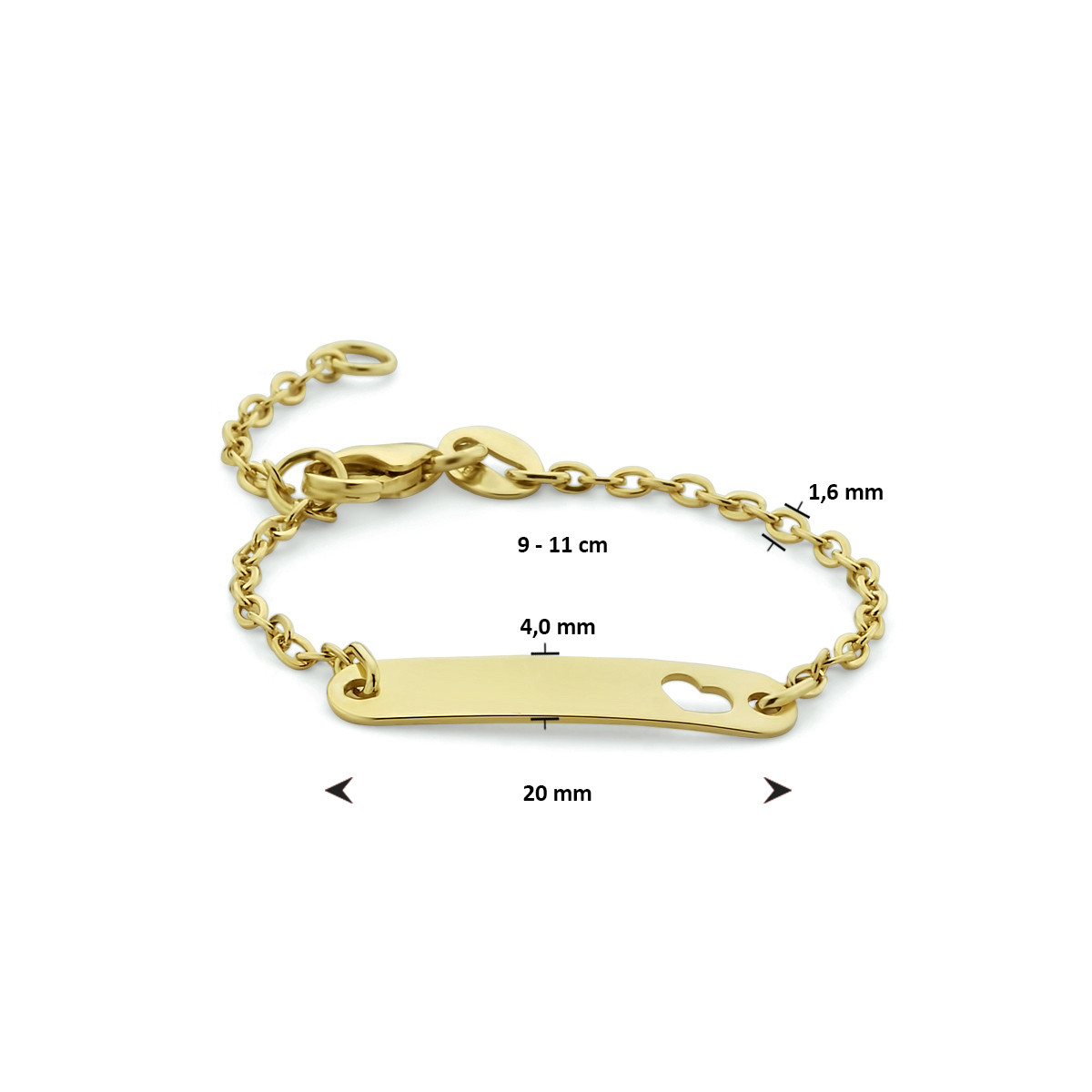 9-karaat kinder graveerarmband met hartje