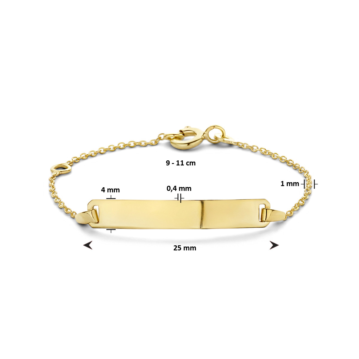 9-karaat kinderarmband met graveerbare plaat
