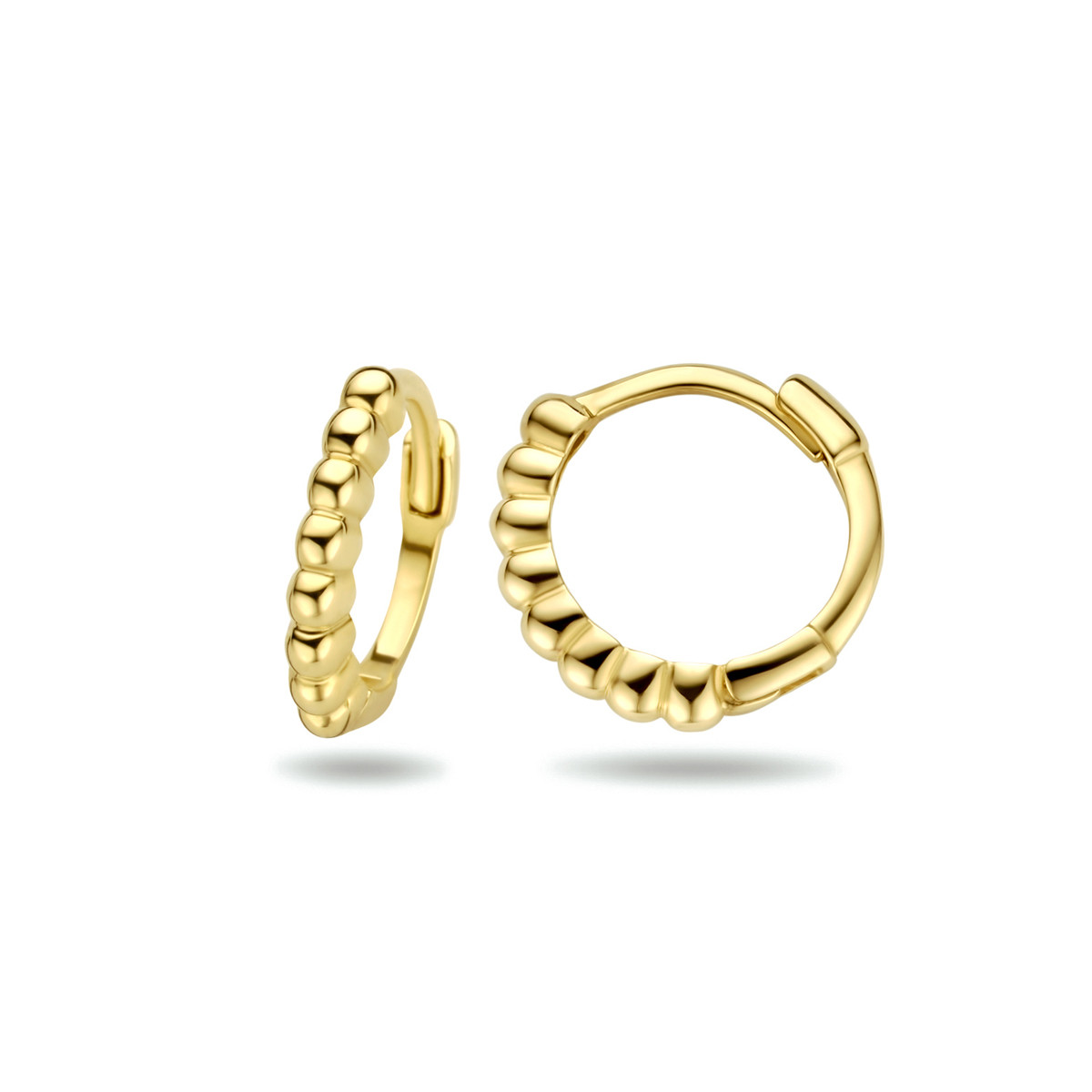9-karaat klapoorringen met bolletjes 1.7 mm breed - Diameter 10 mm