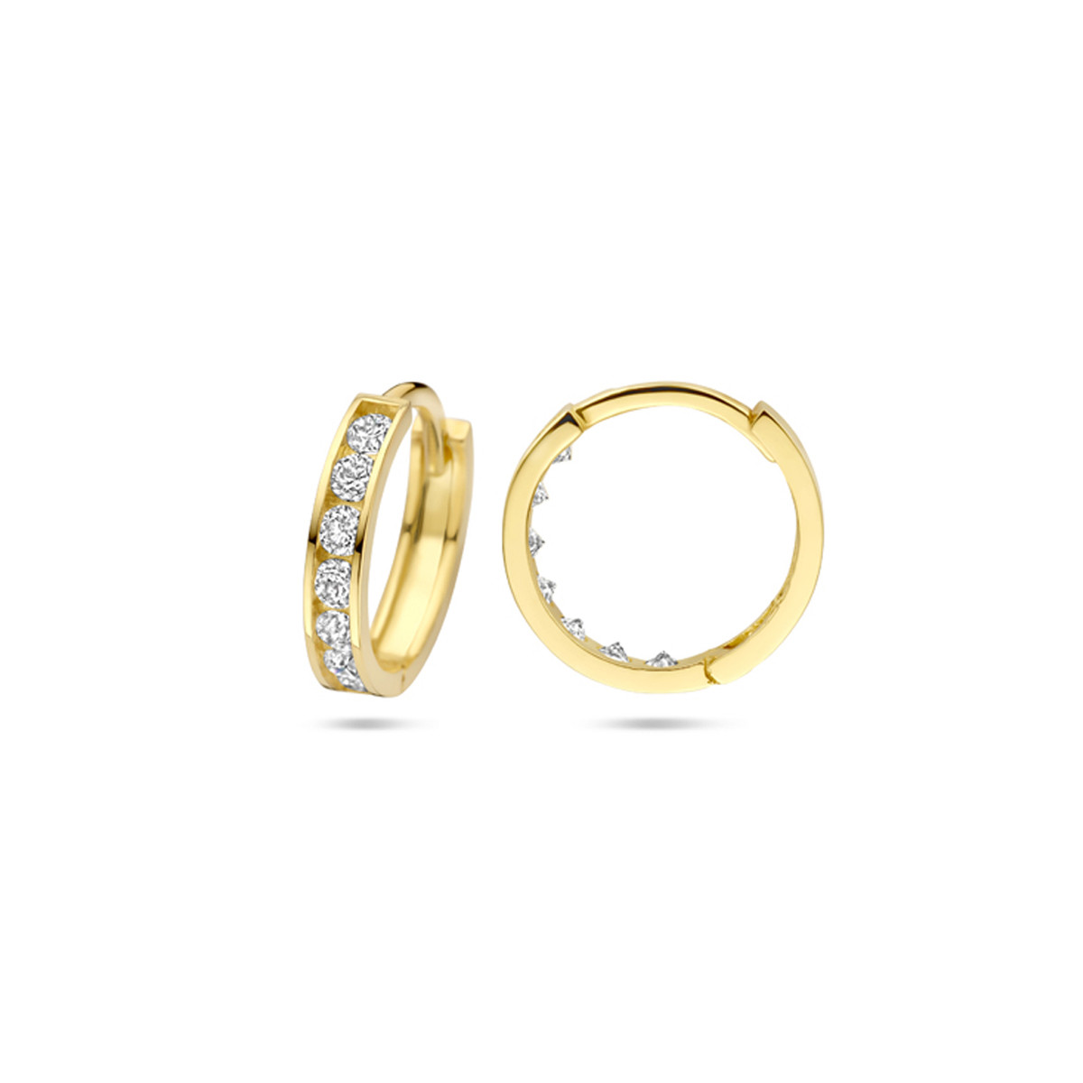 9-karaat klapoorringen met zirkonia's 2.5 mm breed - Diameter 12.5 mm