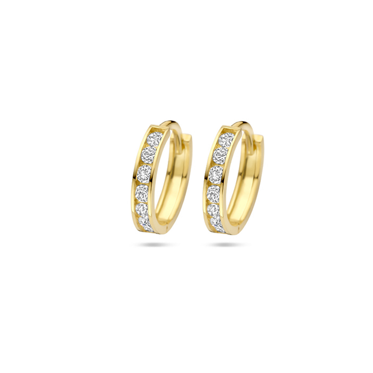 9-karaat klapoorringen met zirkonia's 2.5 mm breed - Diameter 12.5 mm