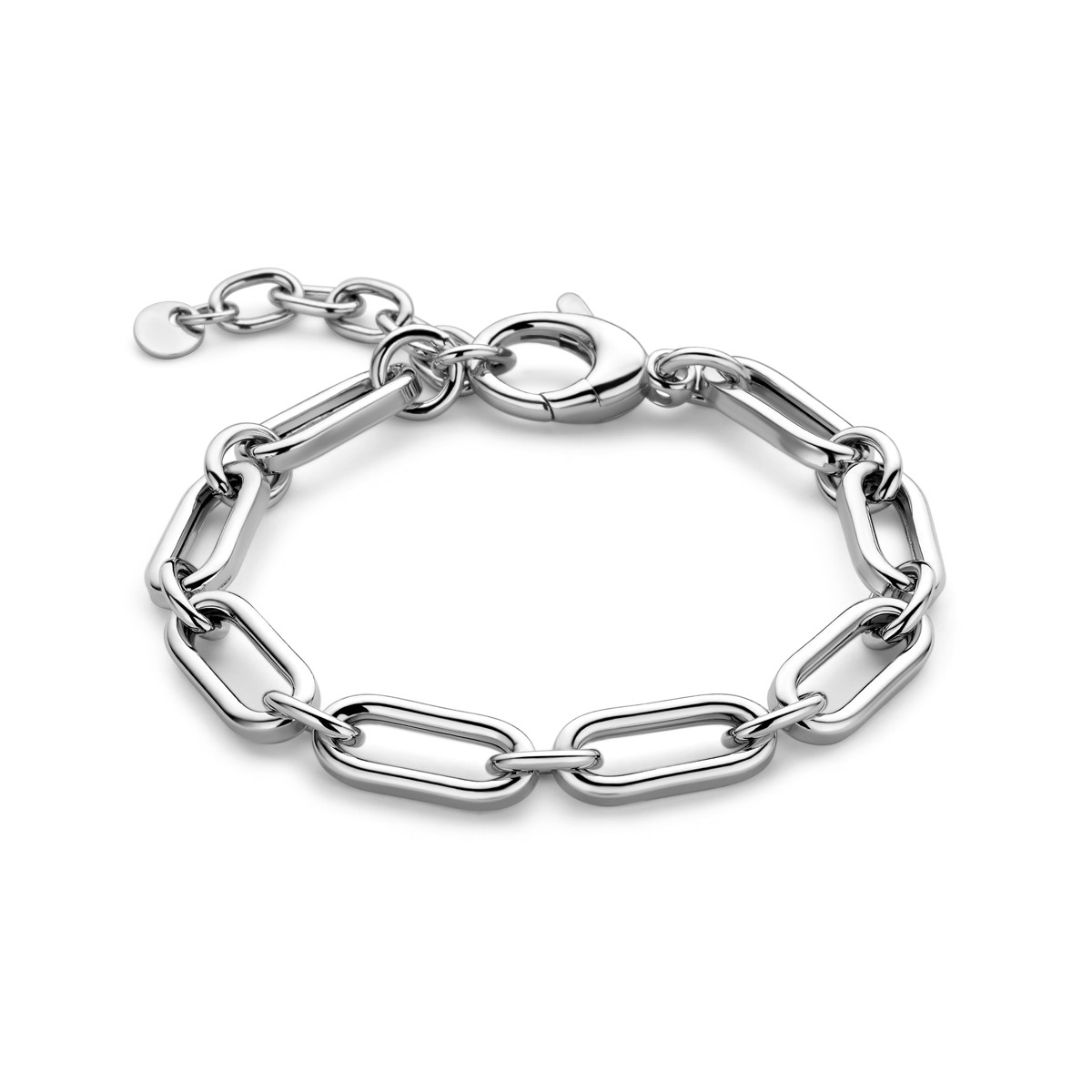 925 gerhodineerd zilveren schakelarmband paperclip 8 mm breed - Lengte 18-22 cm