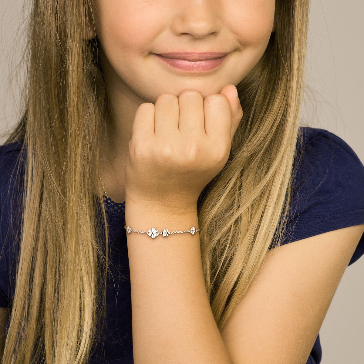 925 Sterling zilveren bedelarmband met bloemen 1.5 mm breed - Lengte 13-16 cm