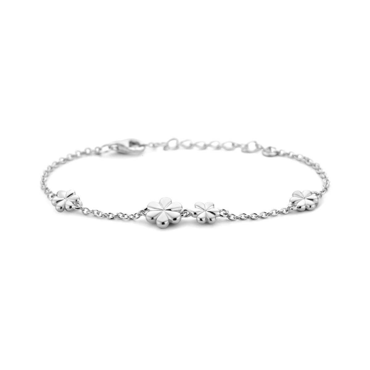 925 Sterling zilveren bedelarmband met bloemen 1.5 mm breed - Lengte 13-16 cm
