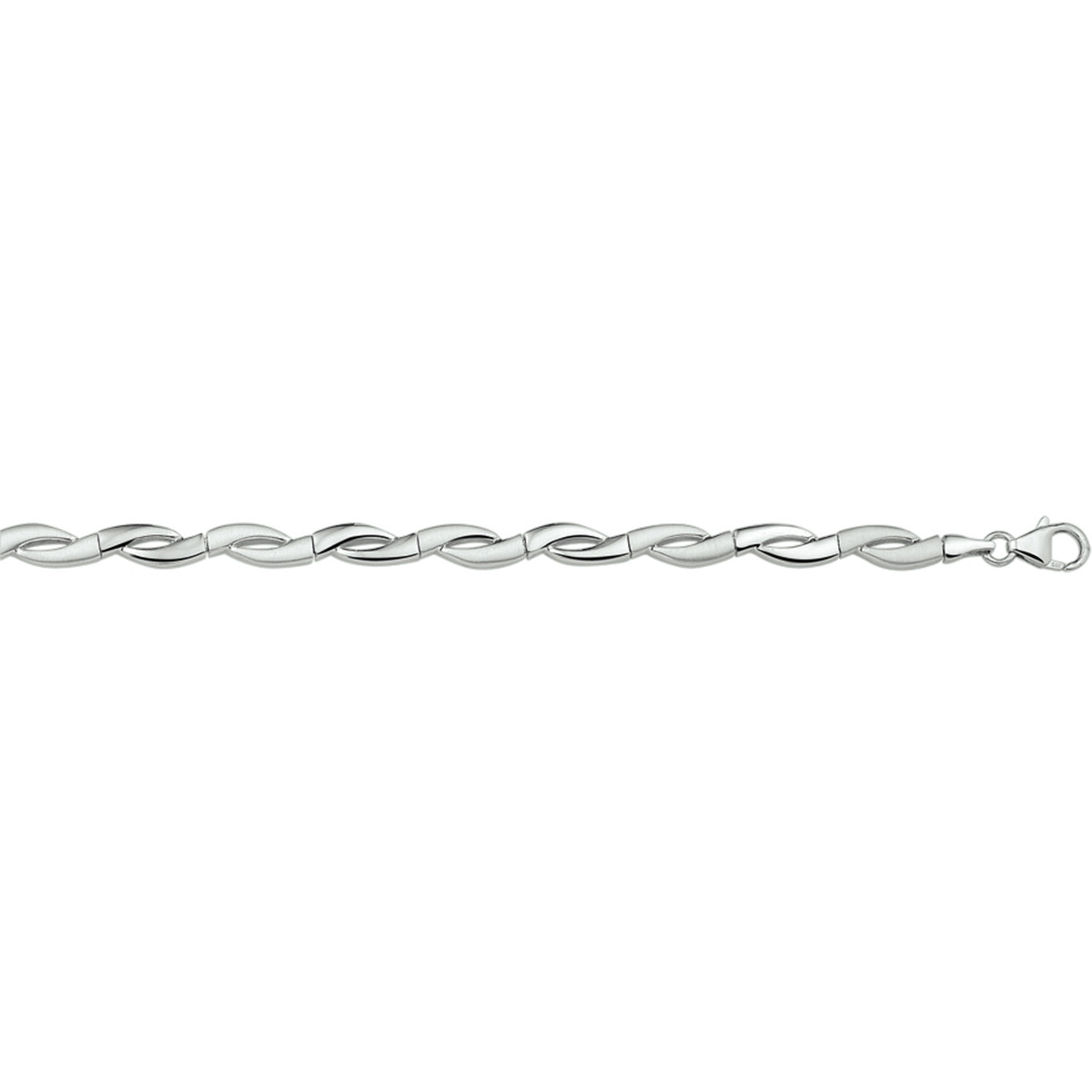 925 sterling zilveren gedraaide schakelarmband glanzend 6 mm breed - Lengte 19 cm