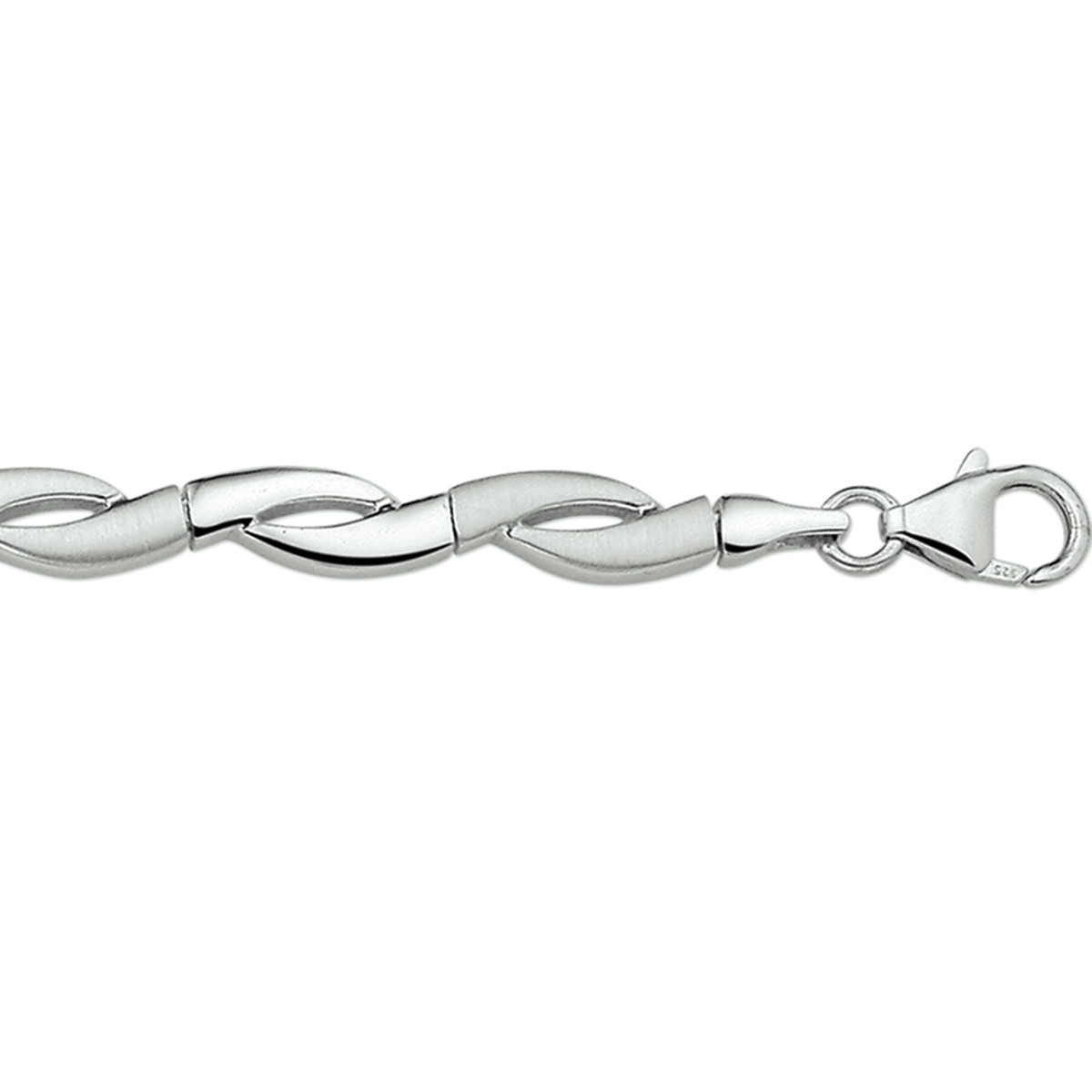 925 sterling zilveren gedraaide schakelarmband glanzend 6 mm breed - Lengte 19 cm