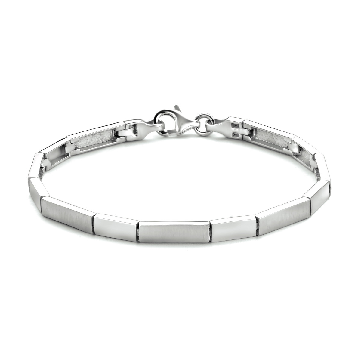925 Sterling zilveren schakelarmband met rechthoekige schakels 4.3 mm breed - Lengte 19 cm