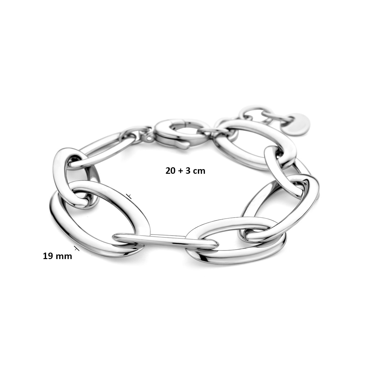 925 zilveren armband met anker schakels 19 mm breed - Lengte 20-23 cm