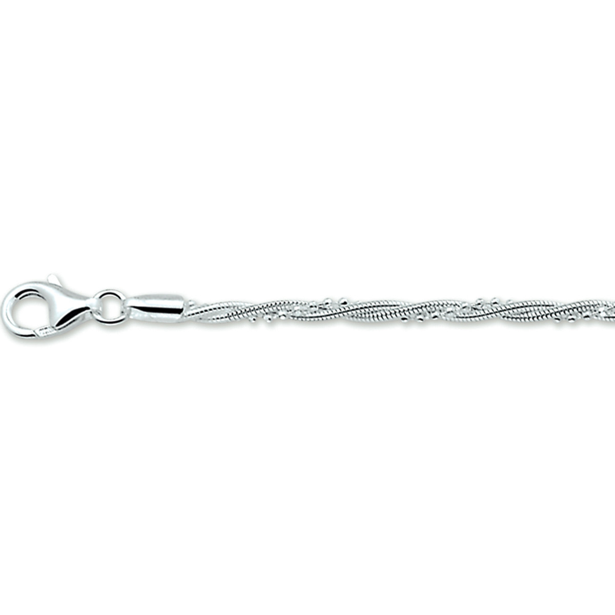 925 zilveren armband met gedraaide gevlochten schakel 2.7 mm breed - Lengte 19 cm