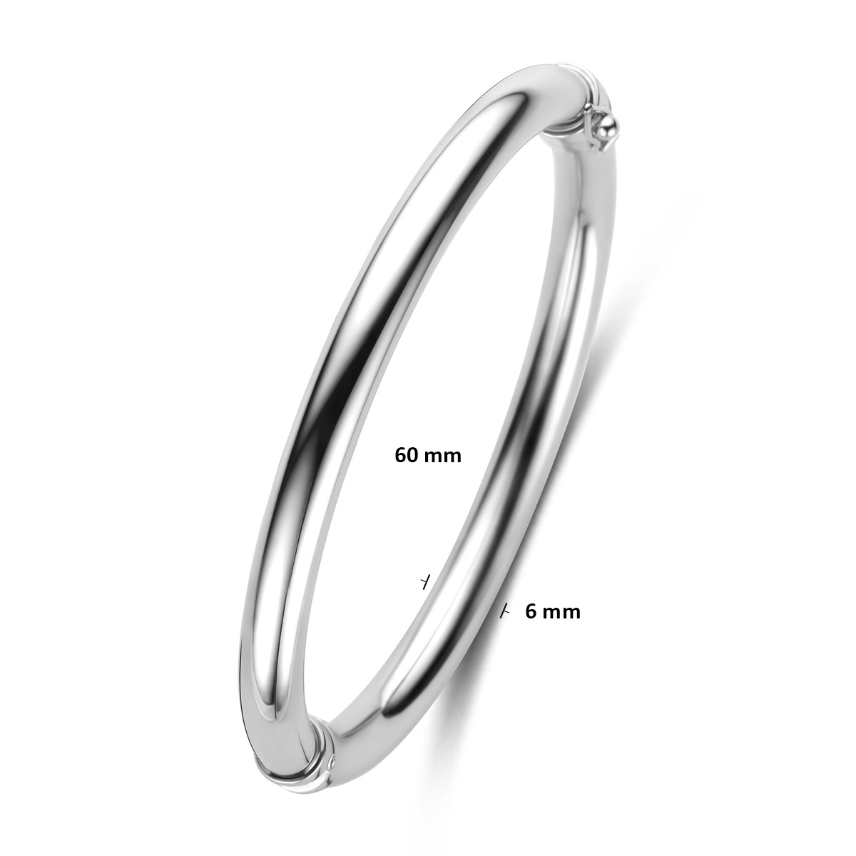 925 zilveren bangle glanzend 6 mm breed - Diameter 60 mm