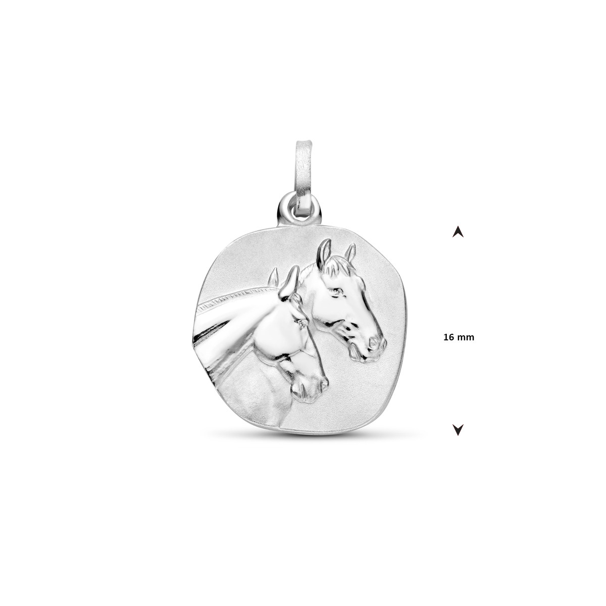 925 zilveren hanger met 2 paarden glanzend en mat - Hoogte 22 mm