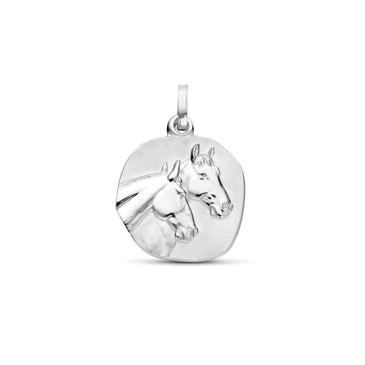 925 zilveren hanger met 2 paarden glanzend en mat - Hoogte 22 mm
