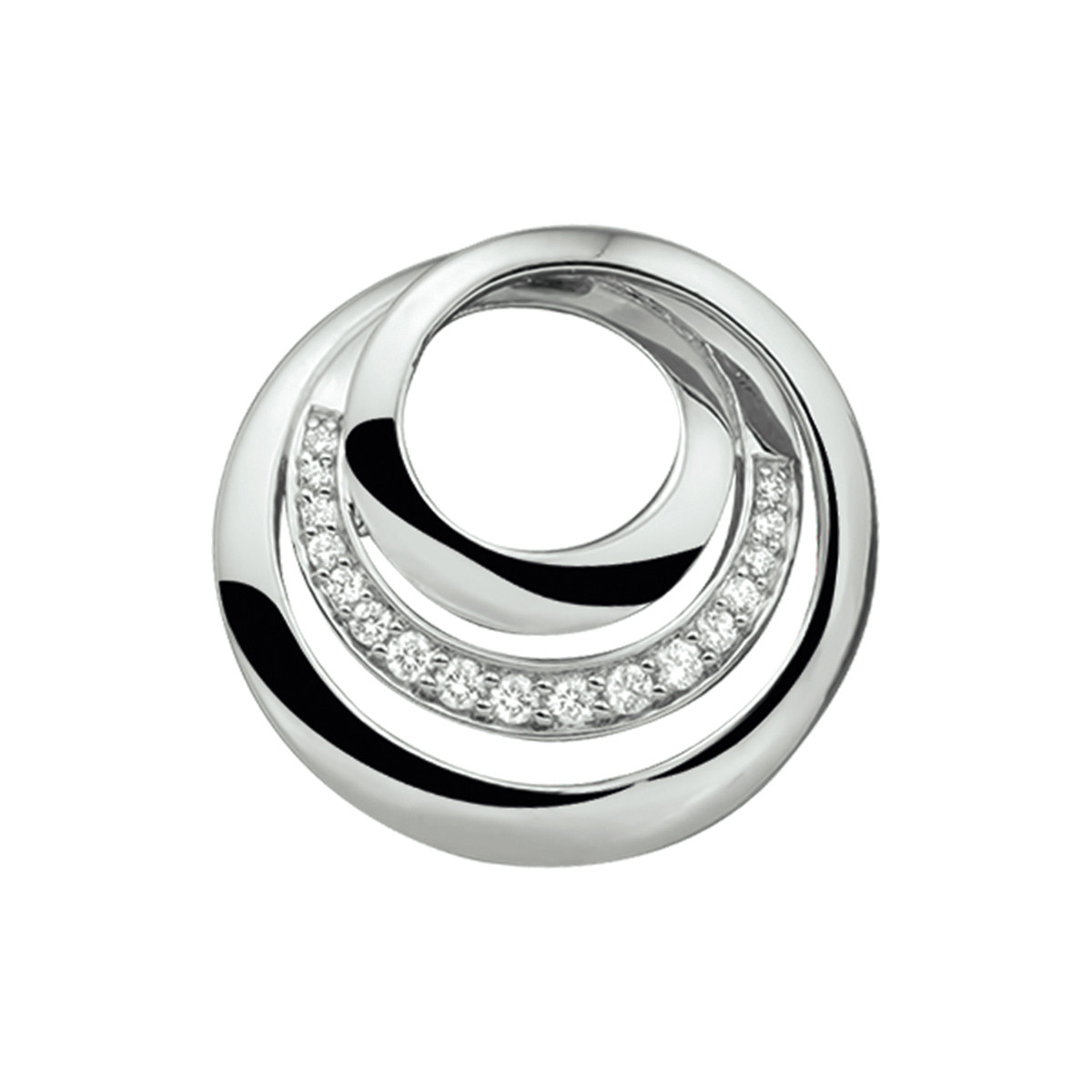 925 zilveren hanger met 3 rondjes en transparante zirkonia 27 mm breed - Hoogte 26 mm